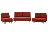 Living Room Set Red Fabric 3 Seater 2 Seater 1 Seater for 6 People Fold Out Sleeping Function Beliani