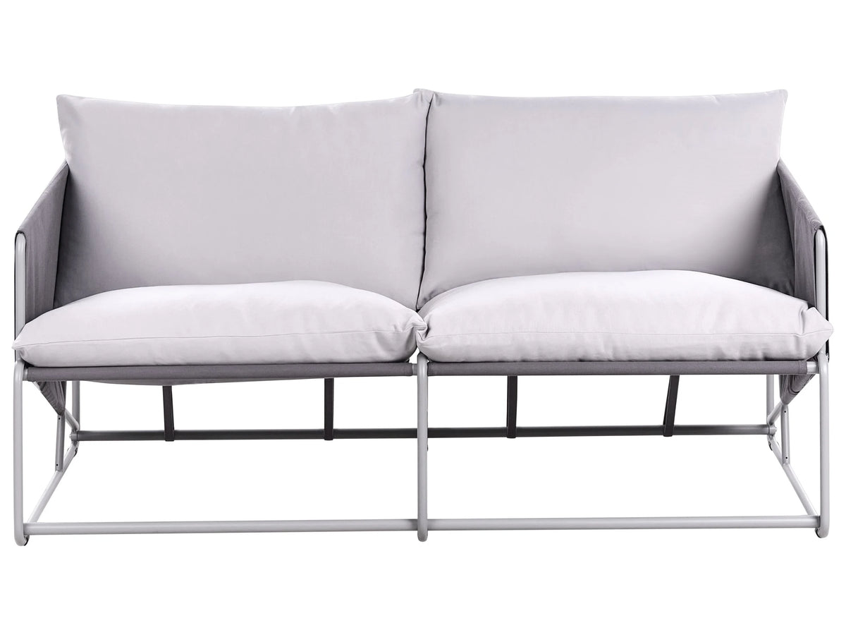 Low Oversized Sofa Grey Metal Backrest Seat Cushions Slipper Design Indoor and Outdoor Modern Design Beliani
