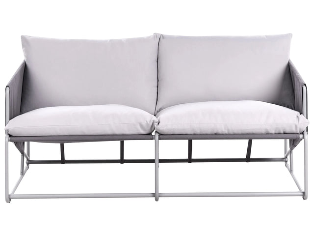 Low Oversized Sofa Grey Metal Backrest Seat Cushions Slipper Design Indoor and Outdoor Modern Design Beliani
