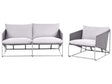 Low Oversized Sofa and Armchair Set Grey Metal Backrest Seat Cushions Slipper Design Indoor and Outdoor Modern Design Beliani