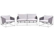 Low Oversized Sofa and 2 Chairs Set Grey Metal Backrest Seat Cushions Slipper Design Indoor and Outdoor Modern Design Beliani