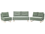 Living Room Set Light Green Fabric 3 Seater 2 Seater 1 Seater for 6 People Fold Out Sleeping Function Beliani