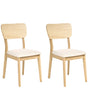 Set of 2 Dining Chairs Light Brown Upholstered Seat Polyester Rubber Wood Frames Retro Style Dining Room Beliani