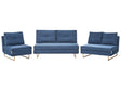 Living Room Set Blue Fabric 3 Seater 2 Seater 1 Seater for 6 People Fold Out Sleeping Function Beliani