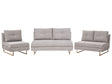 Living Room Set Grey Fabric 3 Seater 2 Seater 1 Seater for 6 People Fold Out Sleeping Function Beliani