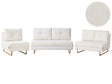 Living Room Set Off White Boucle 3 Seater 2 Seater 1 Seater for 6 People Fold Out Sleeping Function Beliani