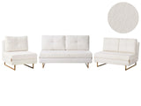 Living Room Set Off White Boucle 3 Seater 2 Seater 1 Seater for 6 People Fold Out Sleeping Function Beliani