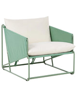 Low Oversized Chair Green Metal Backrest Seat Cushions Slipper Design Indoor and Outdoor Modern Design Beliani