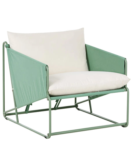 Low Oversized Chair Green Metal Backrest Seat Cushions Slipper Design Indoor and Outdoor Modern Design Beliani