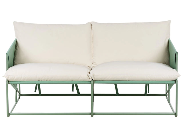 Low Oversized Sofa Green Metal Backrest Seat Cushions Slipper Design Indoor and Outdoor Modern Design Beliani