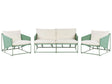 Low Oversized Sofa and 2 Chairs Set Green Metal Backrest Seat Cushions Slipper Design Indoor and Outdoor Modern Design Beliani
