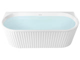 Bath Matt White Acrylic 170 x 80 cm Oval Fluted Finish Modern Style Bathroom Beliani