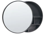 Bathroom Wall Hanging Mirror Cabinet Black Bamboo Wood 50 x 50 cm Bathroom Practical Storage Modern Style Beliani