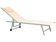 Set of 2 Sun Loungers Beige Sling Headrest Cushion Green Powder Coated Steel Frame Reclining Garden Outdoor Beliani
