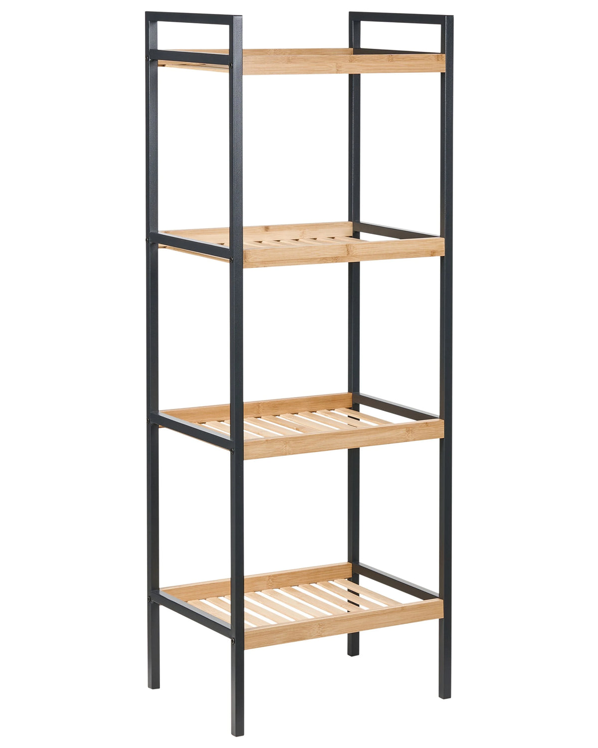 Bathroom Shelving Unit Light Brown Bamboo Black Steel Frame 4 Shelves Bathroom Accessories Modern Beliani