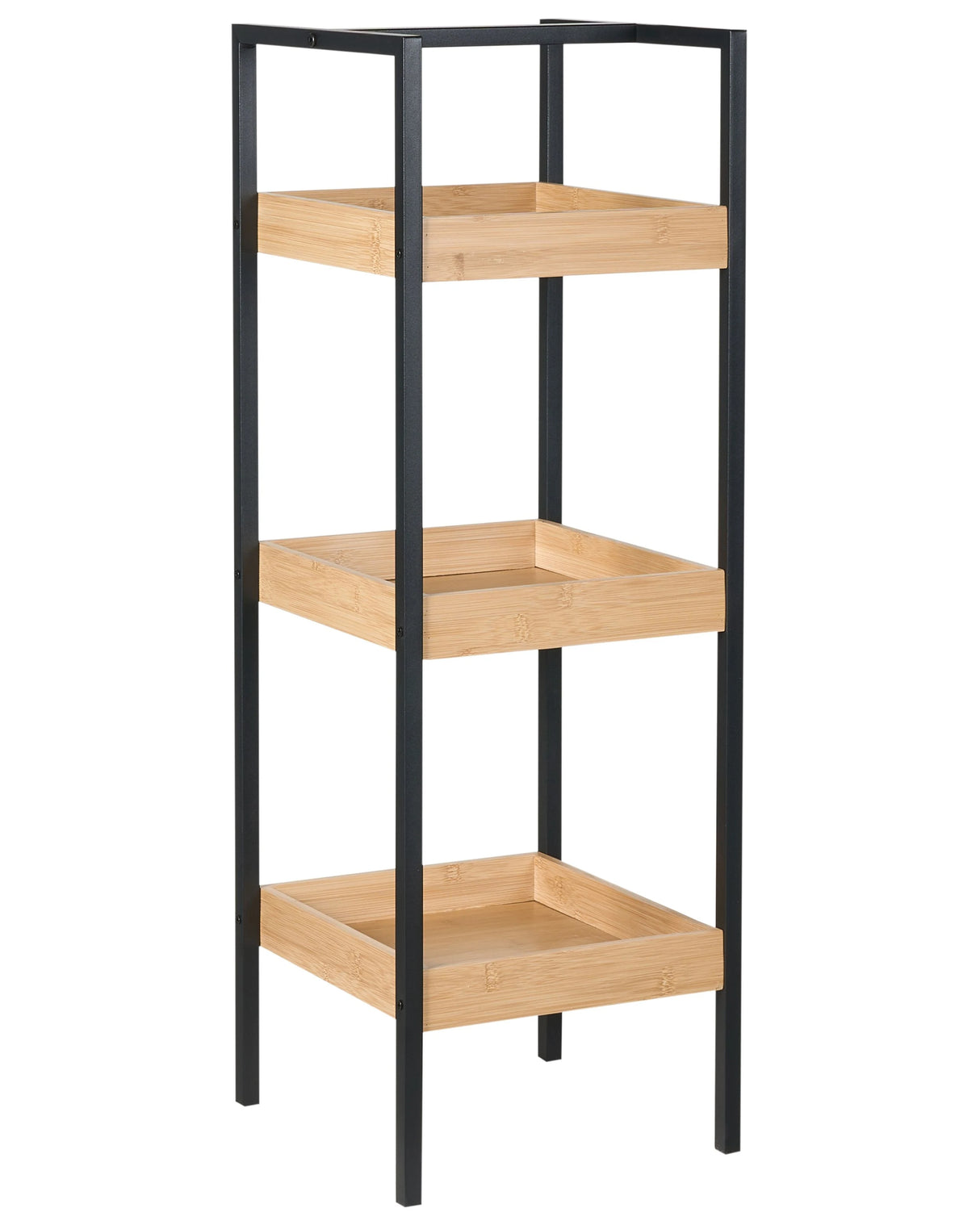Bathroom Shelving Unit Light Brown Bamboo Black Steel Frame 3 Shelves Bathroom Accessories Modern Beliani