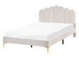 EU Small Double Size Bed Off-White Velvet 4ft Metal Legs with Headboard and Slatted Base Beliani