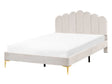 Bed Off-White Velvet 4ft6 Double Metal Legs with Headboard and Slatted Base Beliani