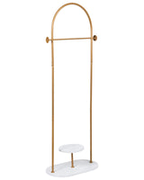 Clothes Rack Gold and White Marble Steel Metal 174 cm Freestanding with Shelf Garment Rail Stand Modern Industrial Beliani