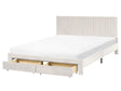 EU King Size Bed Off-White Velvet Upholstery 5ft3 with Drawers Headboard Slatted Base Modern Beliani