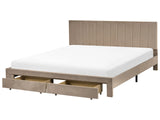 EU Super King Size Bed Taupe Velvet Upholstery 6ft with Drawers Headboard Slatted Base Modern Beliani
