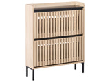 Storage Cabinet for Shoes Light Brown MDF 2 Compartments Melamine Scandinavian Design Hallway Beliani