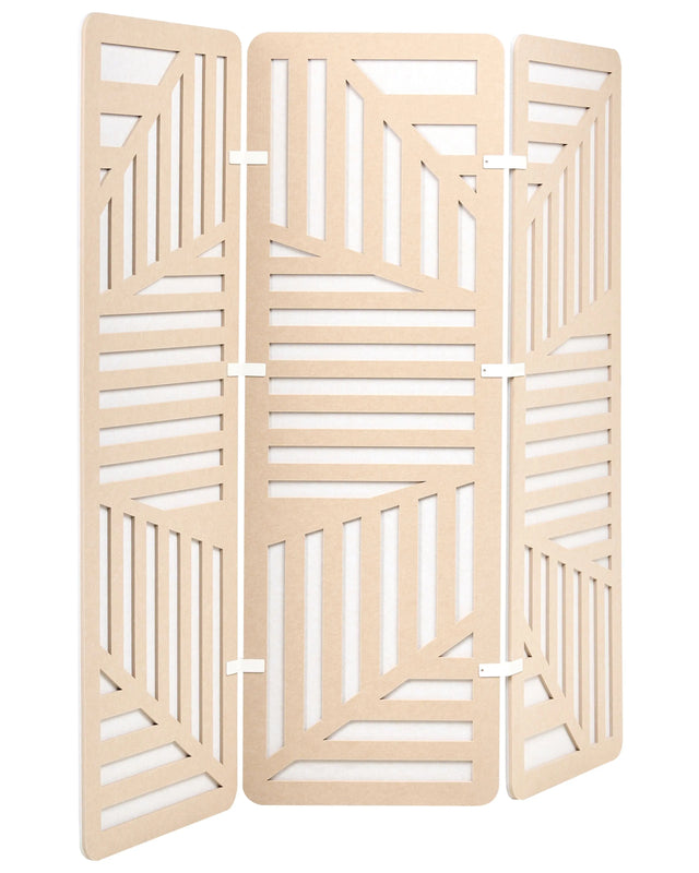 3-Panel Room Divider Beige with Off-White Fabric Privacy Screen Office Partition Wall Noise Reducing Beliani