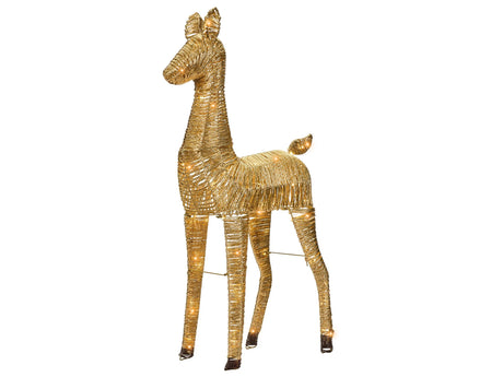 LED Decoration Reindeer Gold Iron and Paper Rope 110 cm Light Up Xmas Figure 92 LED Bulbs Beliani