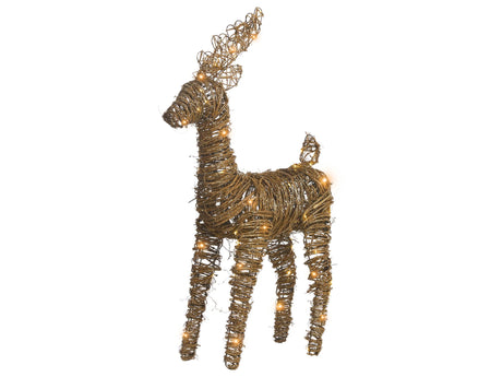 LED Decoration Reindeer Natural Iron and Rattan 97 cm Light Up Xmas Figure 80 LED Bulbs Beliani