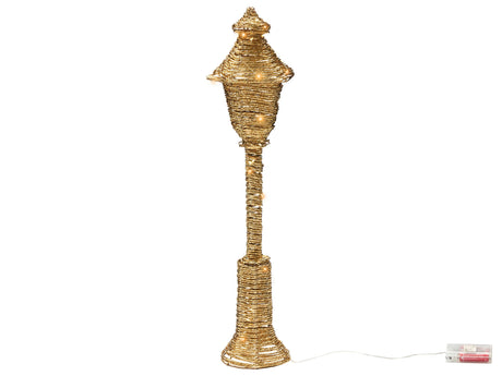LED Decoration Lamp Post Gold Iron and Paper Rope 62 cm Light Up Xmas Figure 40 LED Bulbs Beliani