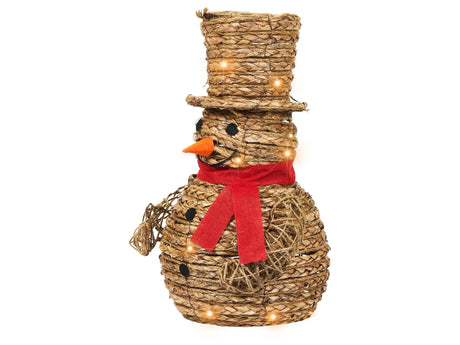 LED Decoration Snowman Natural Iron and Rattan 52 cm Light Up Xmas Figure 50 LED Bulbs Beliani