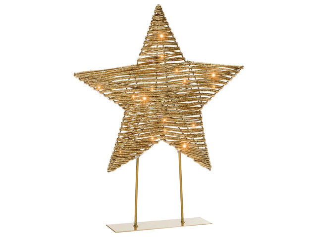 LED Decoration Star Gold Iron 51 cm Light Up Xmas Figure 40 LED Bulbs Beliani