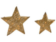 Set of 2 LED Stars Gold Metal Xmas Decor with Lights Beliani