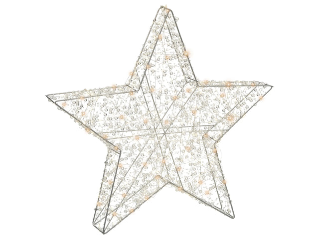Christmas Outdoor LED Decoration Star Silver Metal 50 cm Xmas Garden Ornament Lightup Beliani