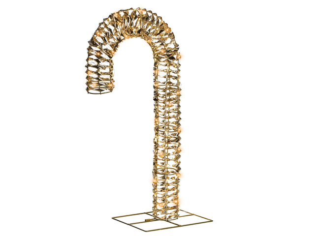 Christmas Outdoor LED Decoration Candy Cane Gold Metal 74 cm Xmas Garden Ornament Lightup Beliani
