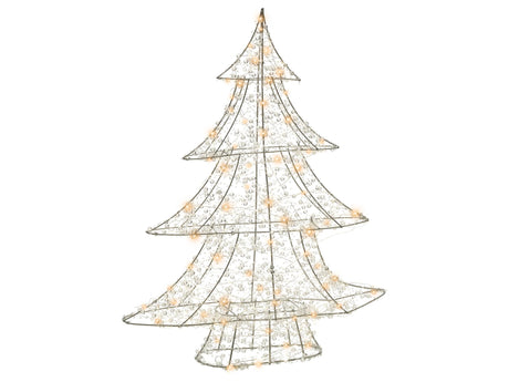 Christmas Outdoor LED Decoration Christmas Tree Silver Metal 60 cm Xmas Garden Ornament Lightup Beliani