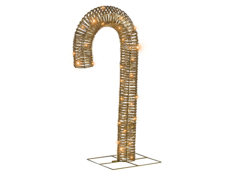 Christmas Outdoor LED Decoration Candy Cane Gold Metal 74 cm Xmas Garden Ornament Lightup Beliani