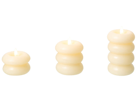 Set of 3 LED Decoration Off-White Paraffin Plastic Candles Seasonal Accessory Home Dcor with Lights Beliani