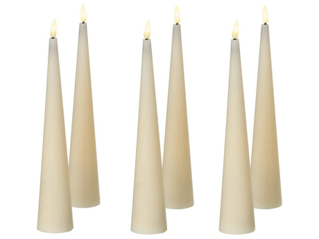 Set of 6 LED Decorations Off-White Paraffin Plastic Candle Seasonal Accessory Home Dcor with Lights Beliani