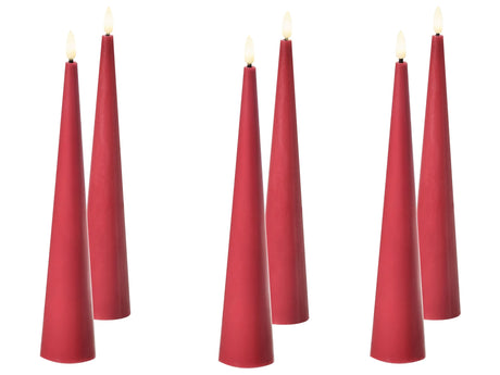 Set of 6 LED Decorations Red Paraffin Plastic Candle Seasonal Accessory Home Dcor with Lights Beliani