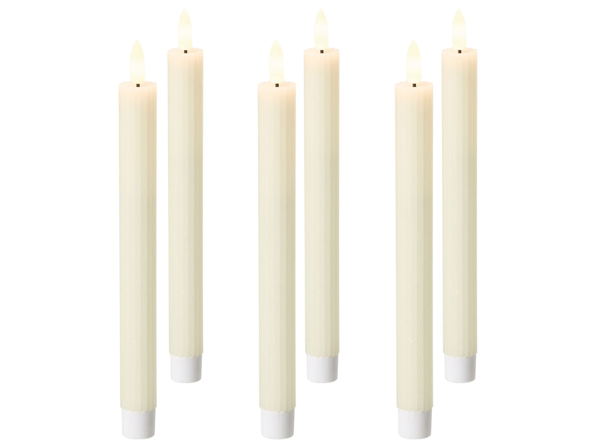 Set of 6 LED Decorations Off-White Paraffin Plastic Candle Seasonal Accessory Home Dcor with Lights Beliani