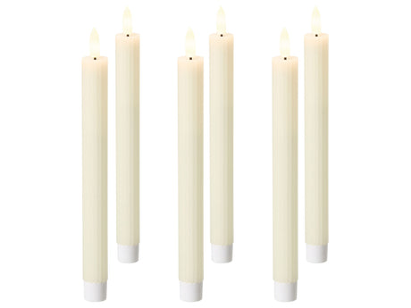 Set of 6 LED Decorations Off-White Paraffin Plastic Candle Seasonal Accessory Home Dcor with Lights Beliani