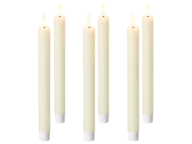 Set of 6 LED Decorations Off-White Paraffin Plastic Candle Seasonal Accessory Home Dcor with Lights Beliani