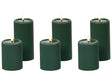 Set of 6 LED Decoration Green Paraffin Plastic Candles Seasonal Accessory Home Dcor with Lights Beliani