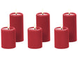 Set of 6 LED Decoration Red Paraffin Plastic Candles Seasonal Accessory Home Dcor with Lights Beliani