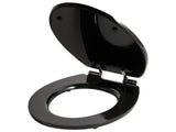 Toilet Seat MDF Black Glossy Finish 48 x 38 cm Bathroom Accessories Traditional Style Bathroom Toilet Beliani