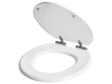 Soft Close Toilet Seat MDF White Glossy Finish 46 x 38 cm Quick Release System Traditional Style Bathroom Toilet Beliani
