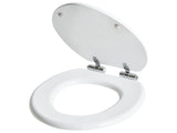 Soft Close Toilet Seat MDF White Glossy Finish 46 x 38 cm Quick Release System Traditional Style Bathroom Toilet Beliani