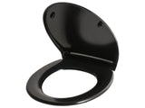 Toilet Seat Duroplast Black 45 x 37 cm Hole Spacing 16cm Soft-Close Quick Release Minimalistic Style Bathroom Toilet Beliani