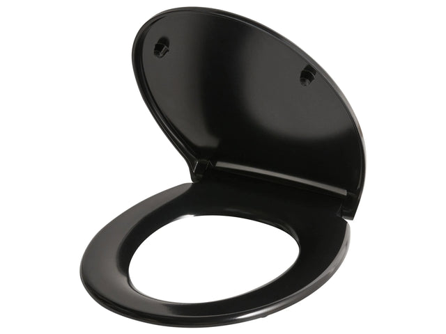 Toilet Seat Duroplast Black 45 x 37 cm Hole Spacing 16cm Soft-Close Quick Release Minimalistic Style Bathroom Toilet Beliani